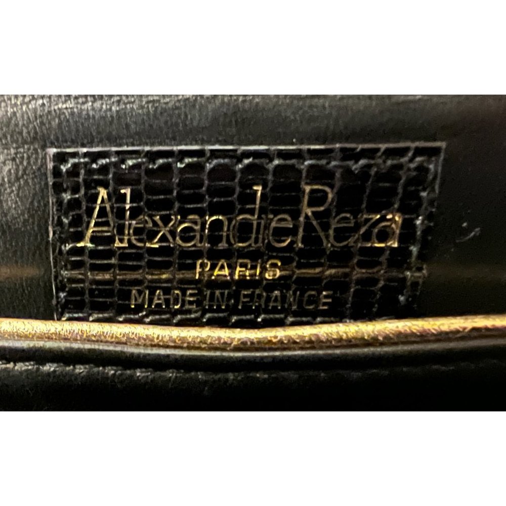 ALEXANDRE REZA Rare Vintage Black Lizard Clutch With Solid 18K Gold Logo - Picture 5 of 5